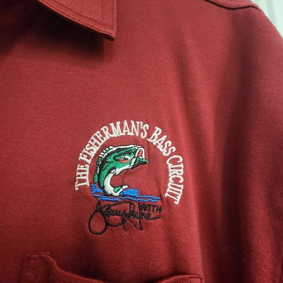 Vintage Mens Fishing Shirt Fishermans Bass Circuit Jerry Rhyne Size XL Polyester - Picture 2 of 3